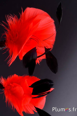 Plumet dinde avec anneau -  hauteur 15 cm - rouge-noir